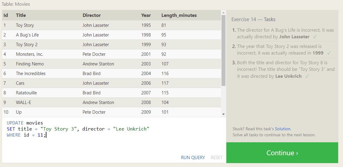 SQL Exercise Screenshot 14