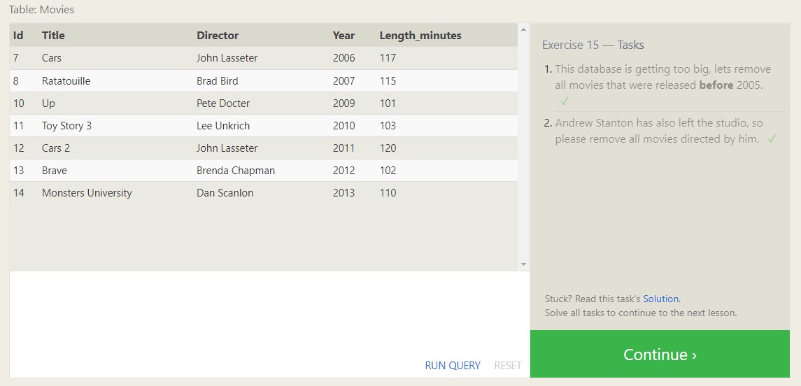 SQL Exercise Screenshot 15
