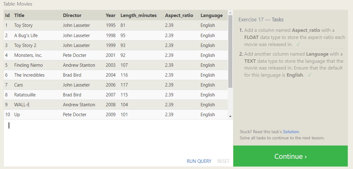 SQL Exercise Screenshot 17