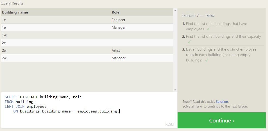 SQL Exercise Screenshot 7